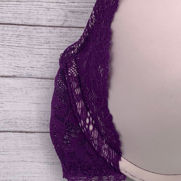 Victoria's Secret Dream Angels Perfect Coverage Bra Purple Lace 32C Underwire - Picture 3 of 7